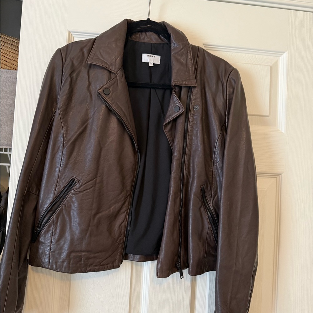 DKNY Brown Leather Jacket